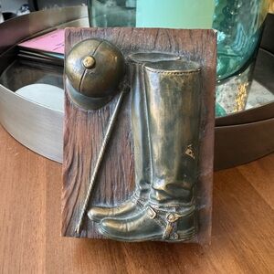 Vintage Equestrian Trinket Box with Riding Boots and Helmet